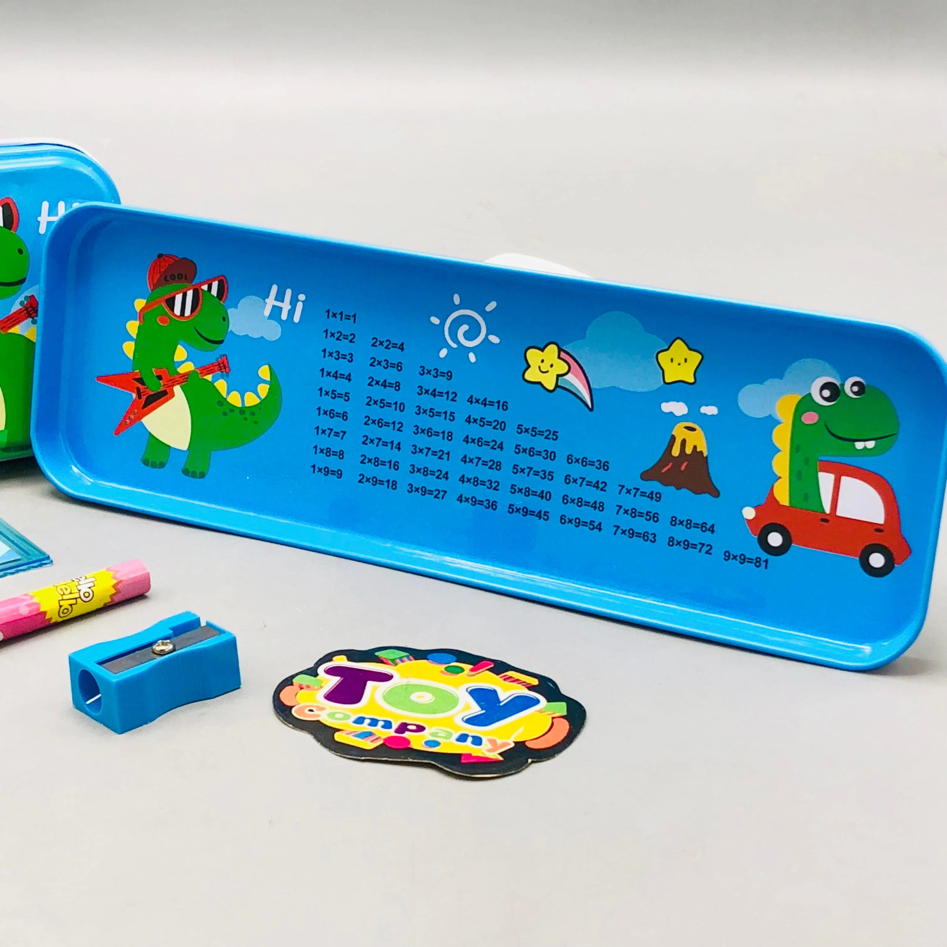 6Pcs Mini Dinosaur Themed Tin Geometry Box - Image 4
