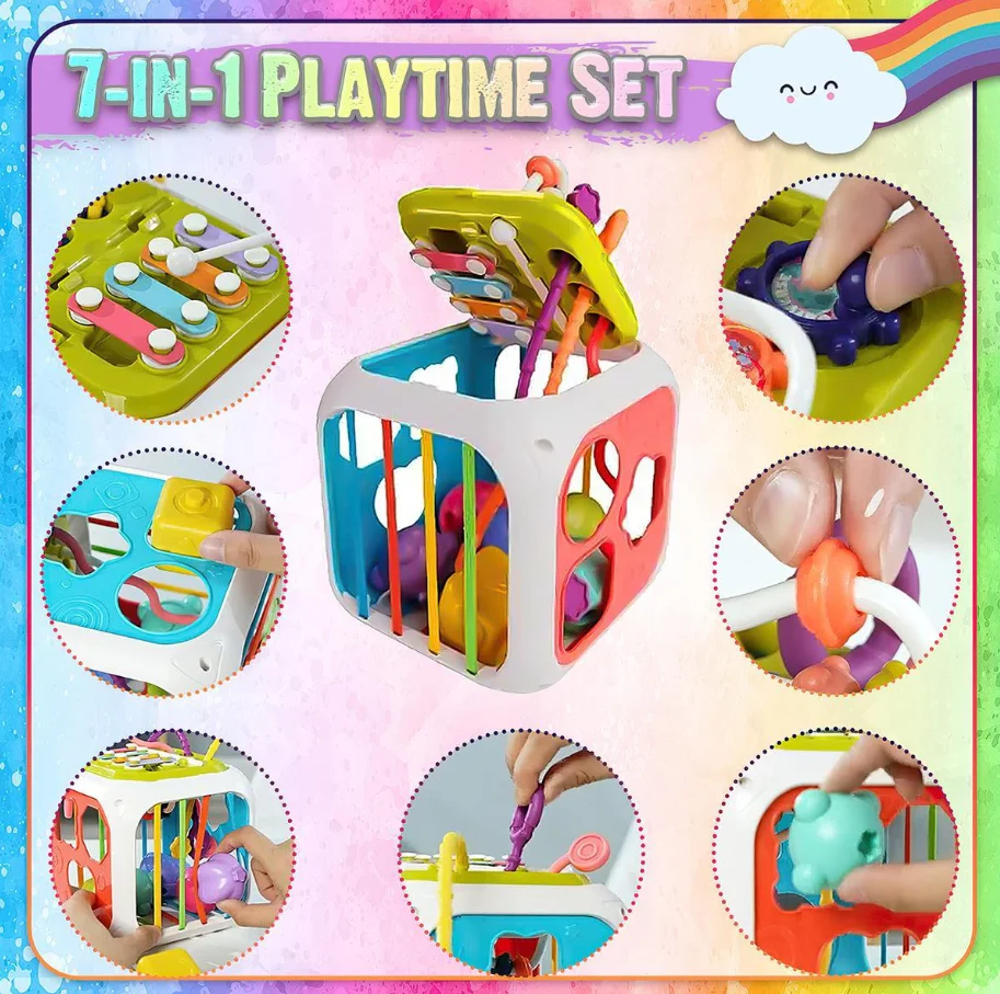 7in1 Montessori Shape Sorting Cube Toy - Image 19