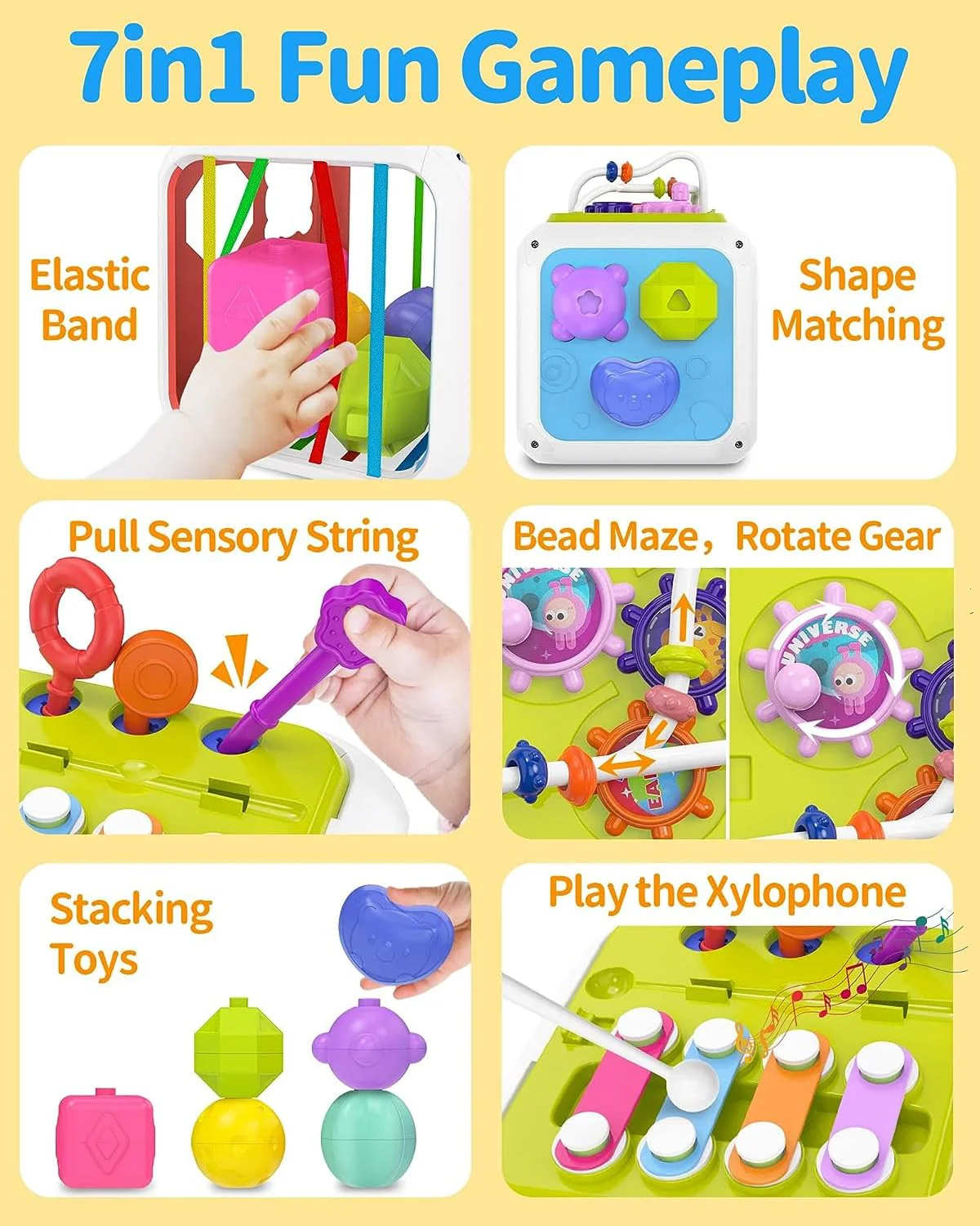 7in1 Montessori Shape Sorting Cube Toy - Image 6