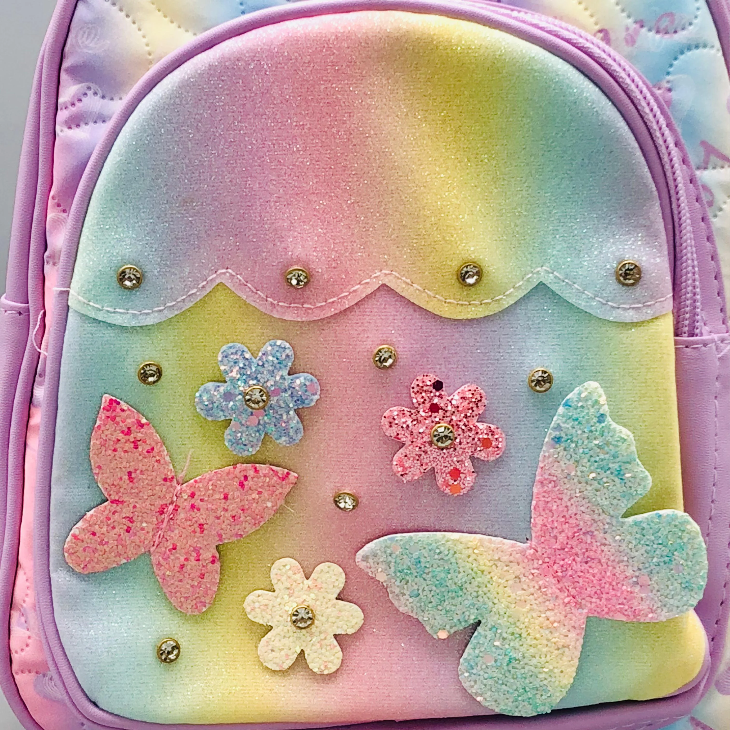 9* Inches Girls Fancy Butterfly Backpack - Purple - Image 3