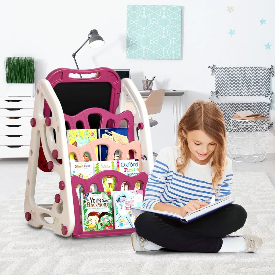 90cm Multi-functional Artistic Drawing Board With Book Shelf - Pink - Image 6