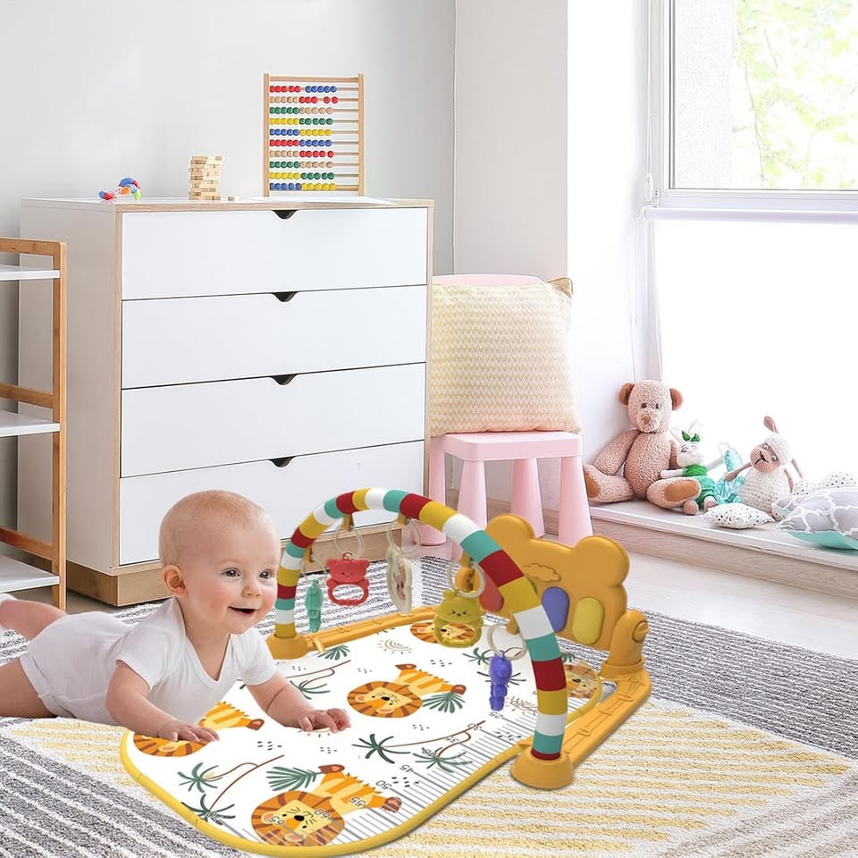 Baby Piano Play Gym With Hanging Rattles - Orange - Image 3