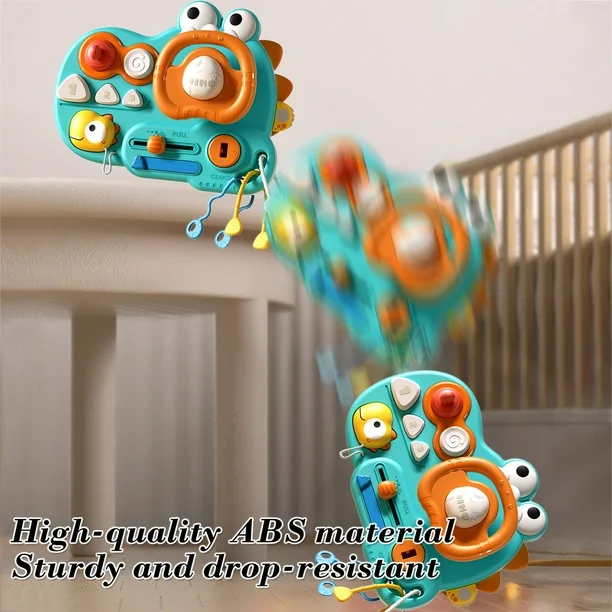 Dinosaur Themed Montessori Busy Steering Wheel - Image 3
