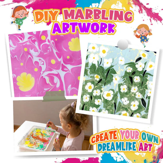 DIY Kids Magic Marbling Paint Art Kit - Image 6