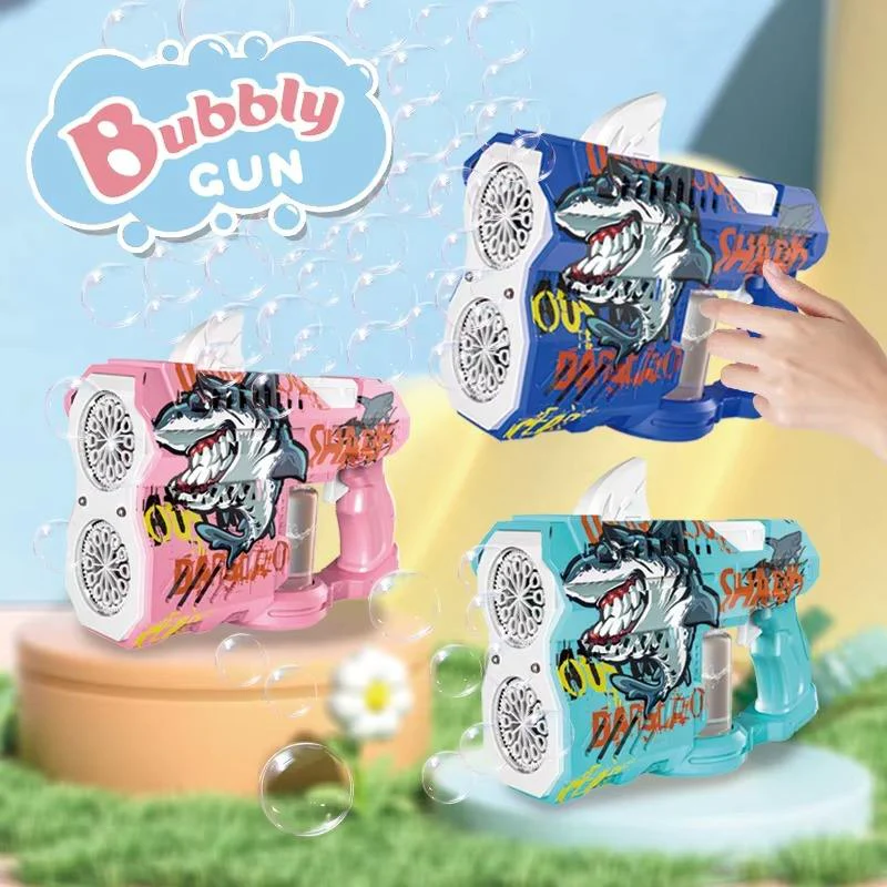 Electric Dual-Holes Shark Themed Colorful Bubble Gun - Image 4