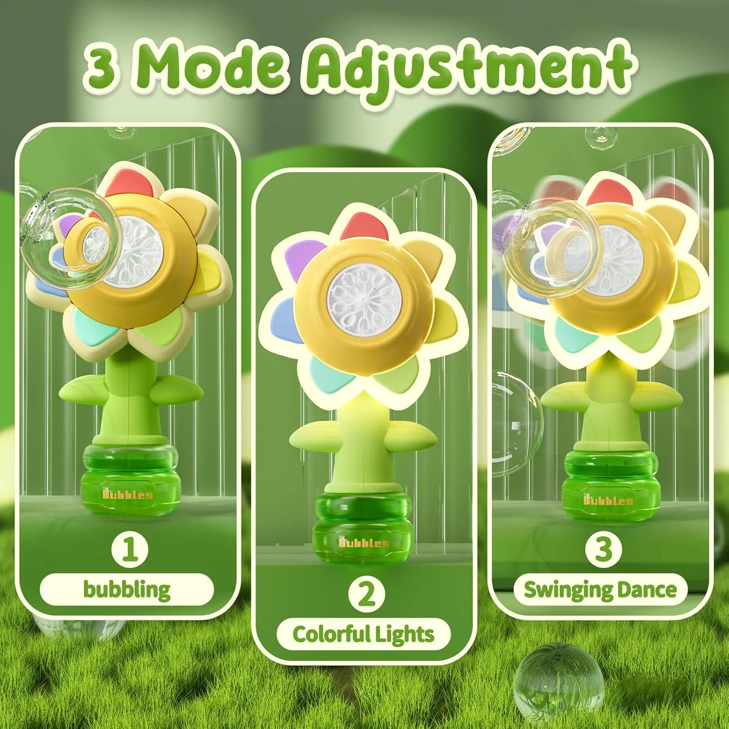 Electric Swing Seven-Color Flower Bubble Machine - Image 9