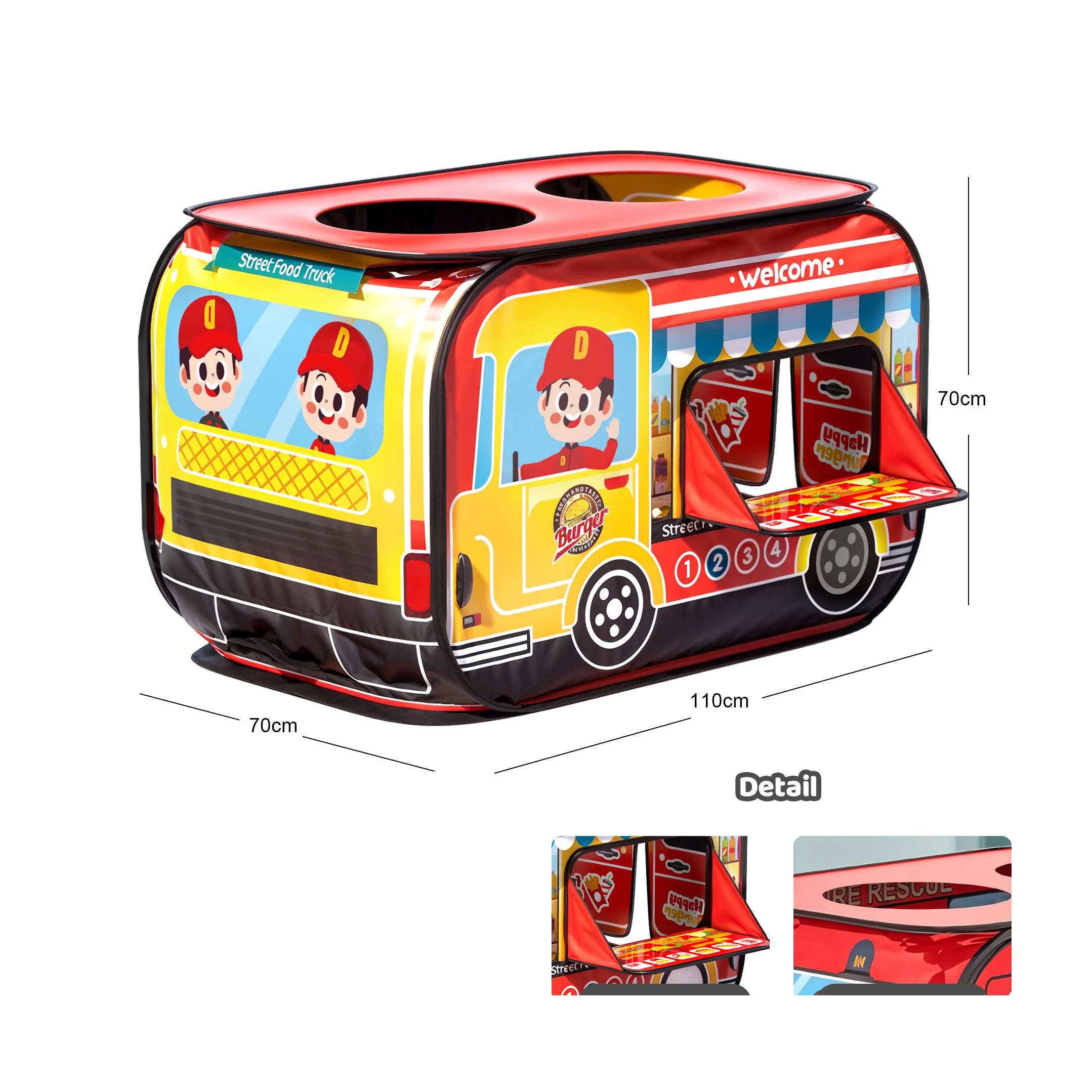 Foldable Kids Street Food Truck Design Tent House - Image 3
