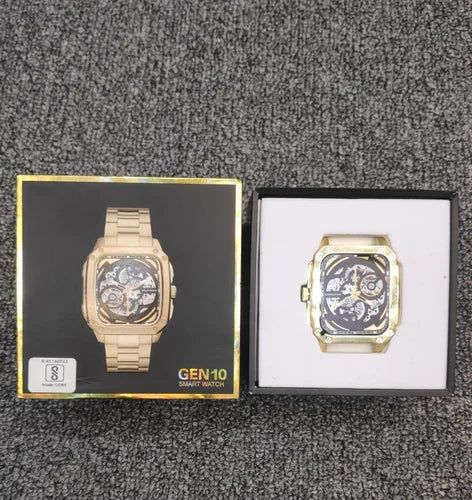 Gen-10 Smart Metal Watch With Gold & Lather Belt - Image 4