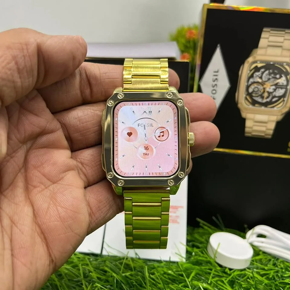 Gen-10 Smart Metal Watch With Gold & Lather Belt - Image 5