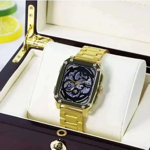 Gen-10 Smart Metal Watch With Gold & Lather Belt - Image 6