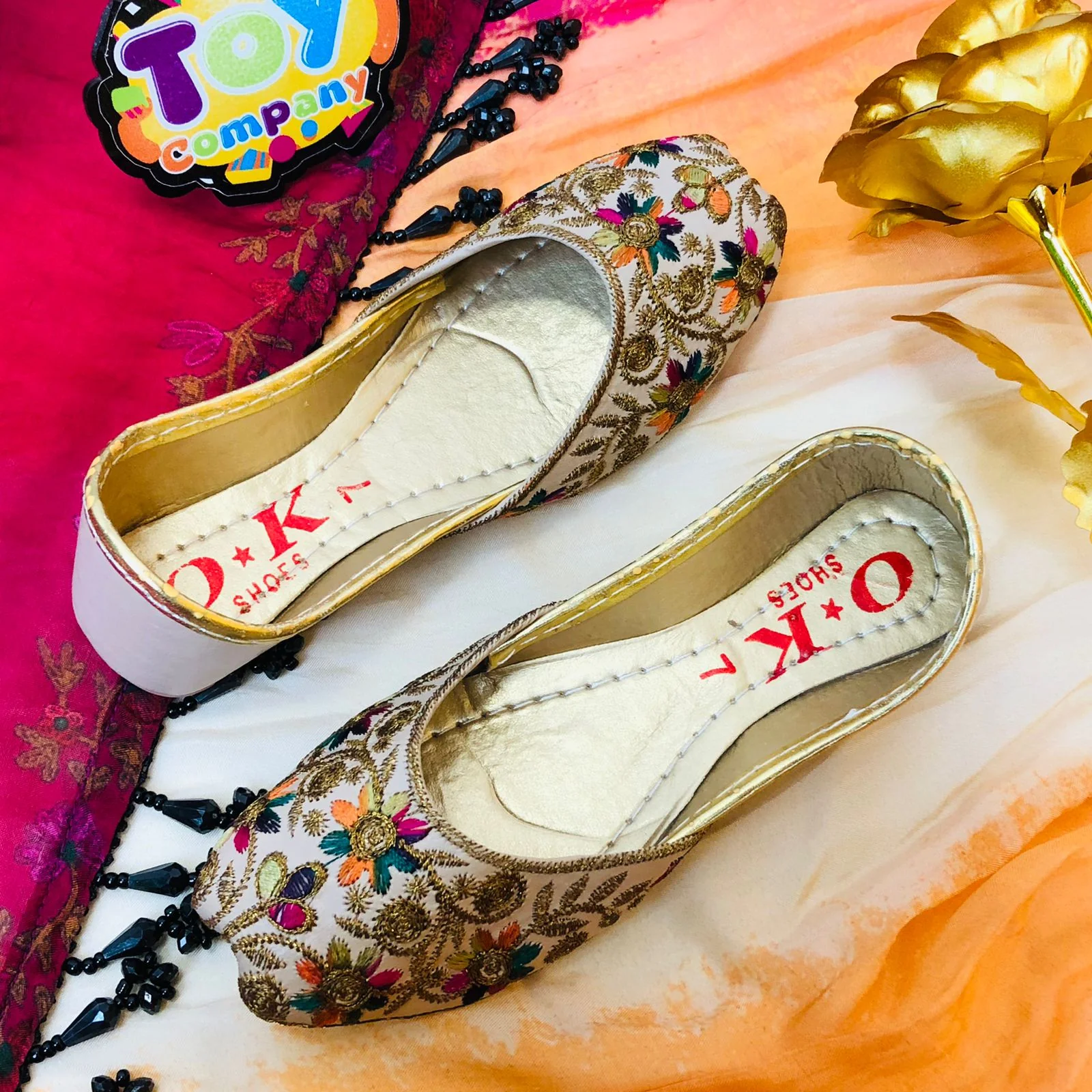 Hand-Made Multani Khussa For Girls - Multi Skin - Image 3