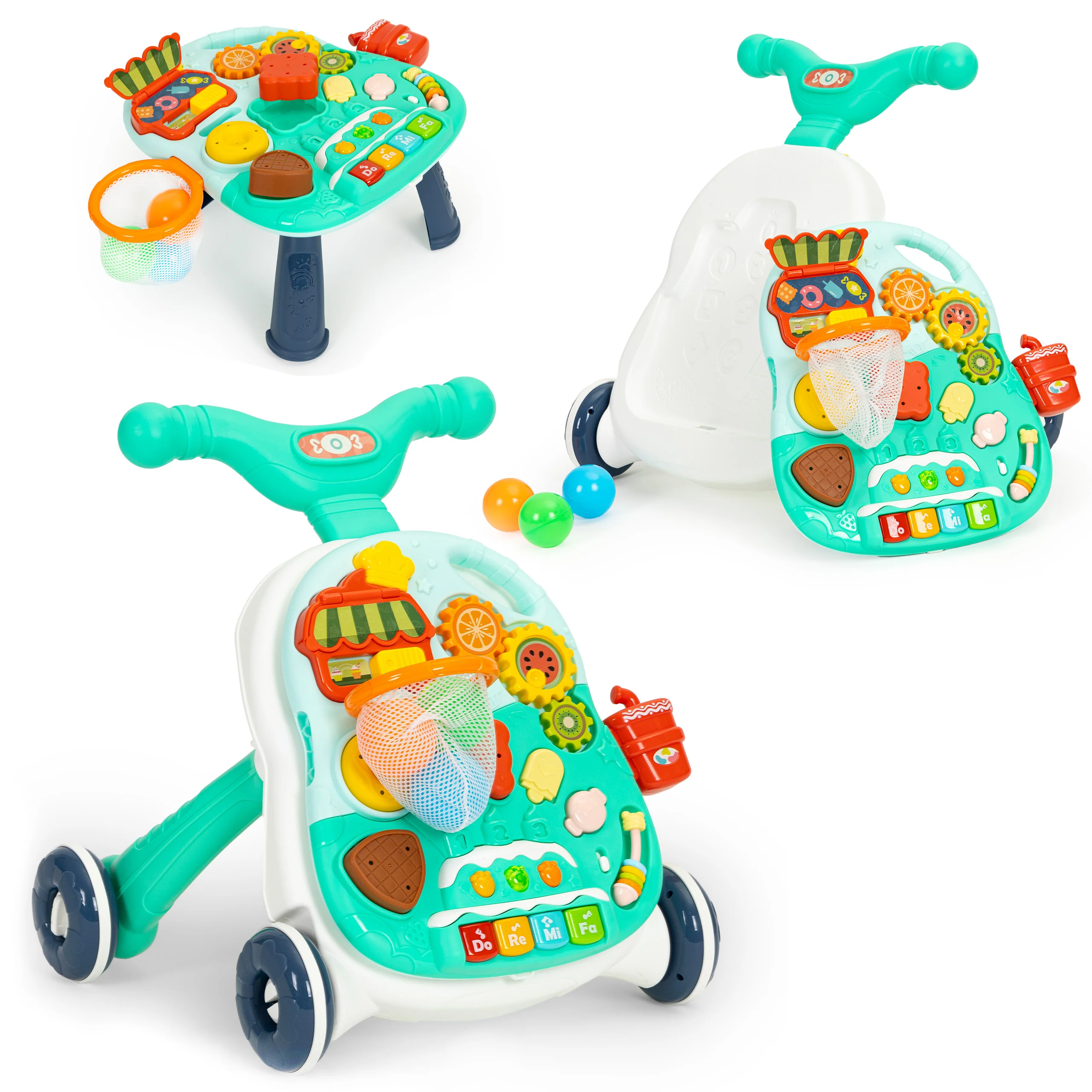 Huanger 2in1 Baby Musical Walker & Activity Table - Green - Image 8