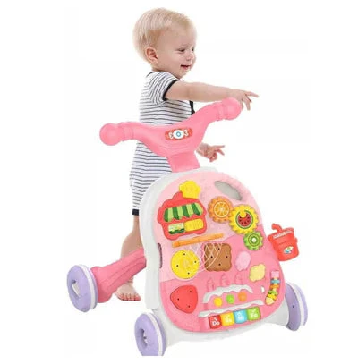 Huanger 2in1 Baby Musical Walker & Activity Table - Pink - Image 11