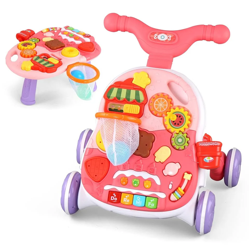 Huanger 2in1 Baby Musical Walker & Activity Table - Pink - Image 12