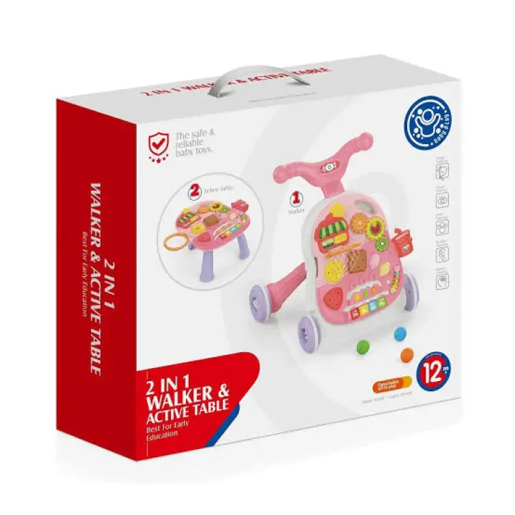 Huanger 2in1 Baby Musical Walker & Activity Table - Pink - Image 15