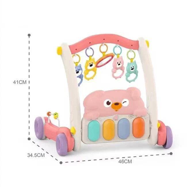 Huanger 2in1 Baby Walker & Piano Play Gym - Pink - Image 3