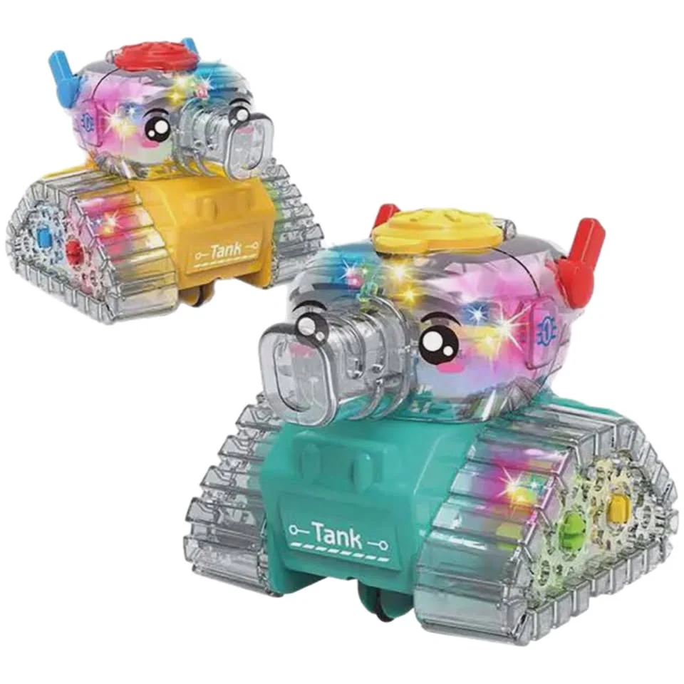 Inertial Transparent Gear Mini Tank With Lights - 1Pc - Image 3