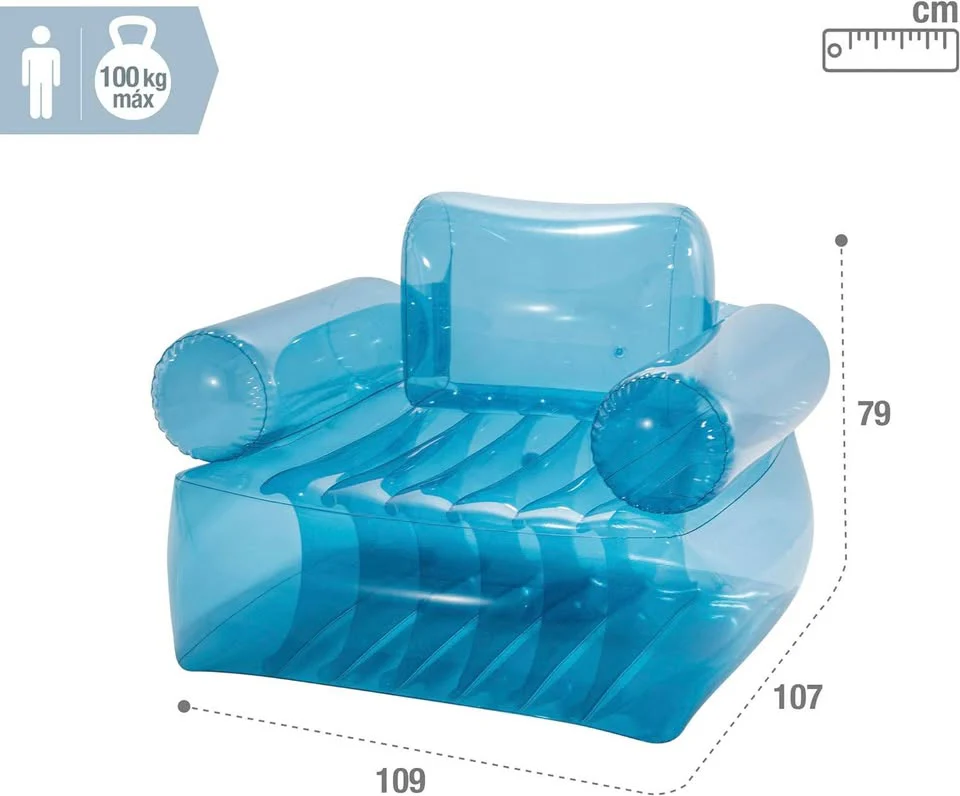 INTEX Blue Armchair Transparent Sofa 43"X42"X31" - Image 2