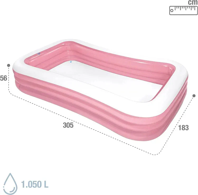 INTEX Rectangular Family Pink Swimming Pool 120"x72"x22" - Image 3