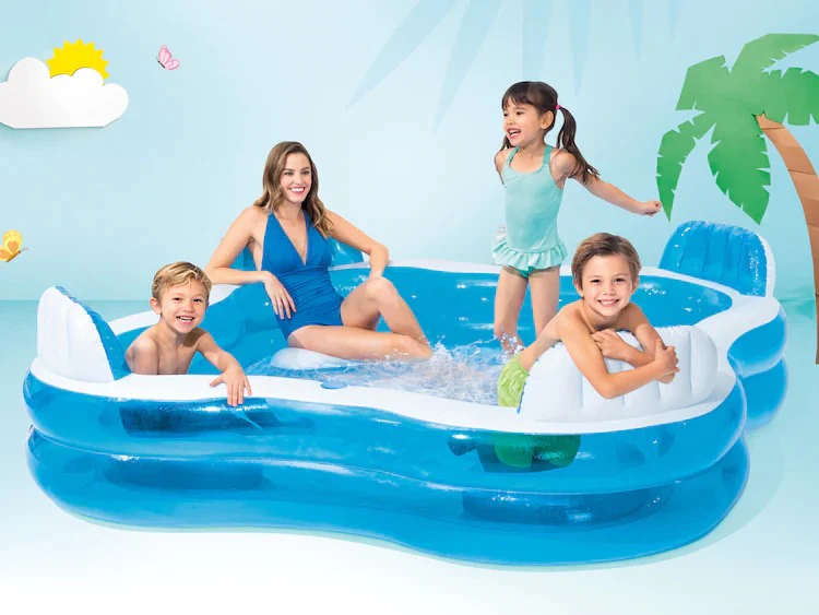 INTEX Swim Centre Square Inflatable Family Lounge Pool (90"x90"x26") - Image 2