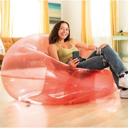 INTEX Transparent Pink Beanless Bag Chair 127x137x74cm - Image 3