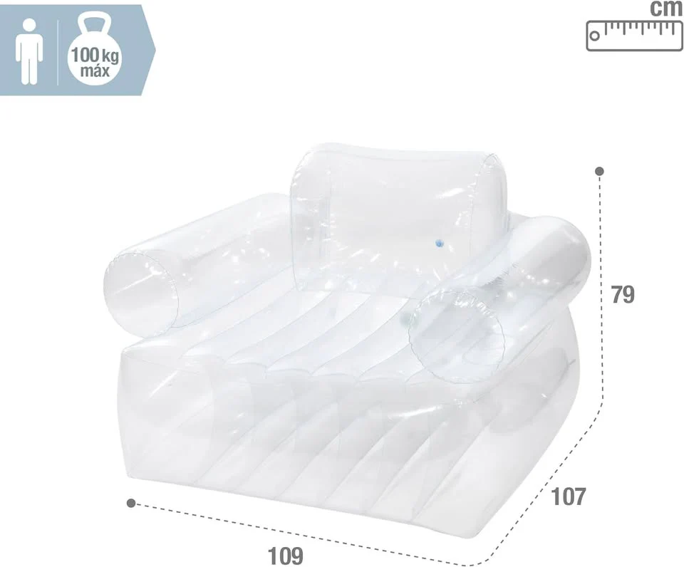 INTEX White Armchair Transparent Sofa 43"X42"X31" - Image 5