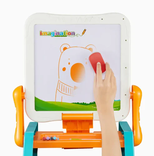 Kids 2in1 Drawing & Building Blocks Table With Stool - Image 6