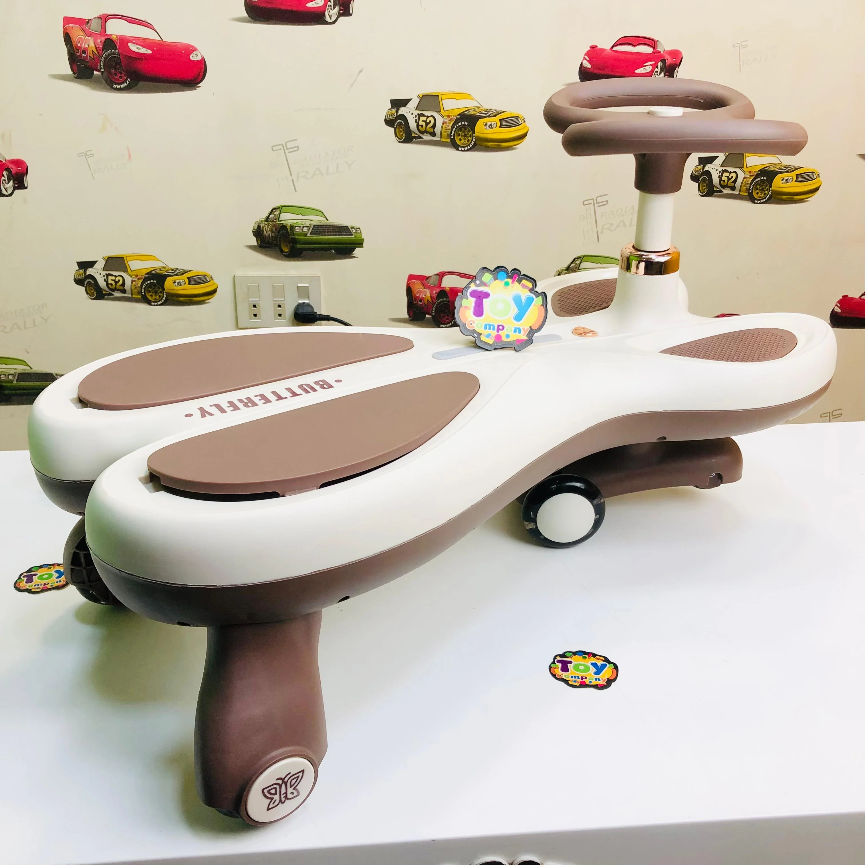 Kids Butterfly Ride-on Auto Walker Twist Car - Coffee - Image 6