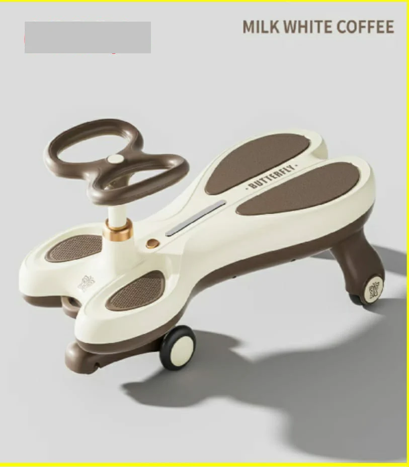 Kids Butterfly Ride-on Auto Walker Twist Car - Coffee - Image 7