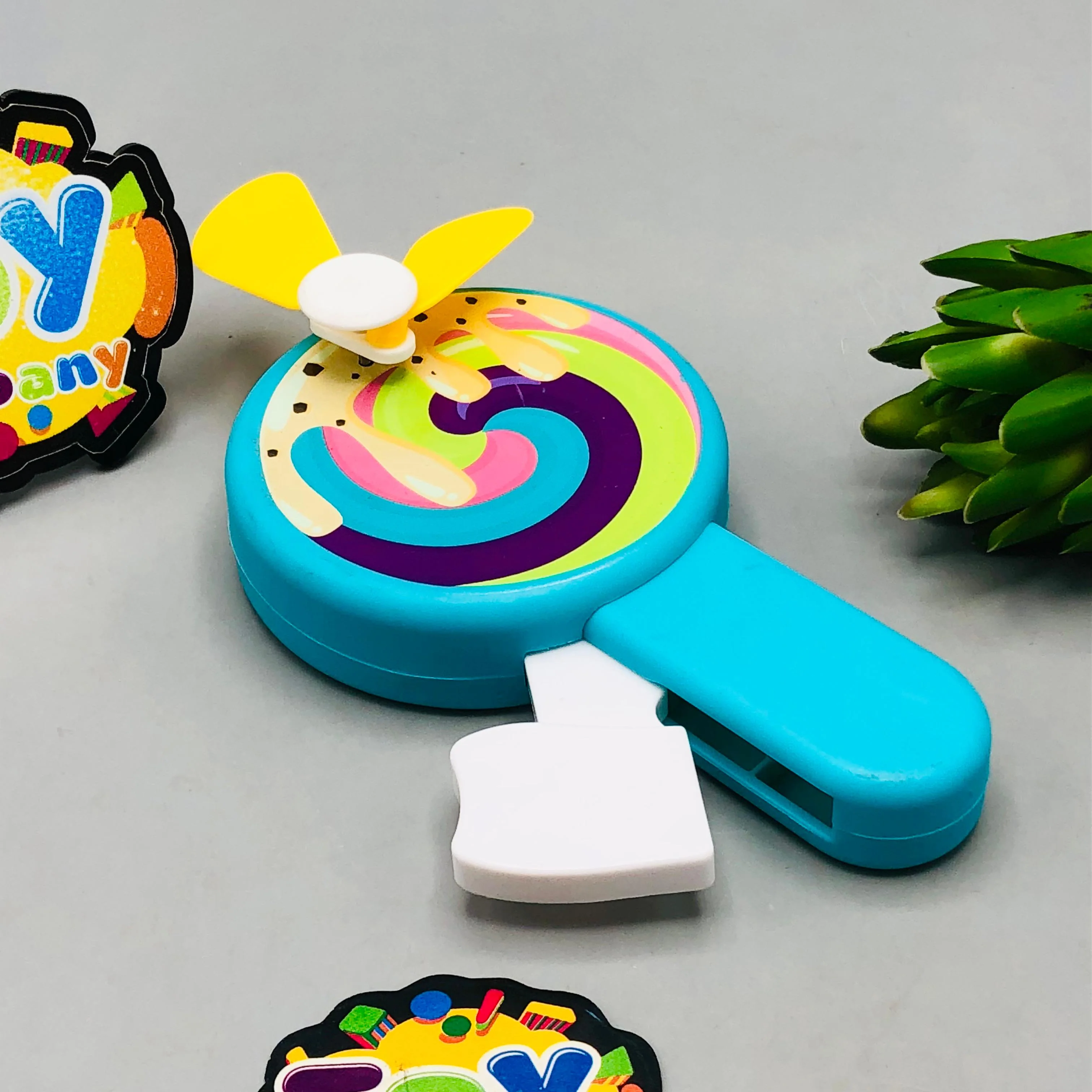 Kids Cute Mini Lollipop Hand Press Fan - 1Pc - Image 6