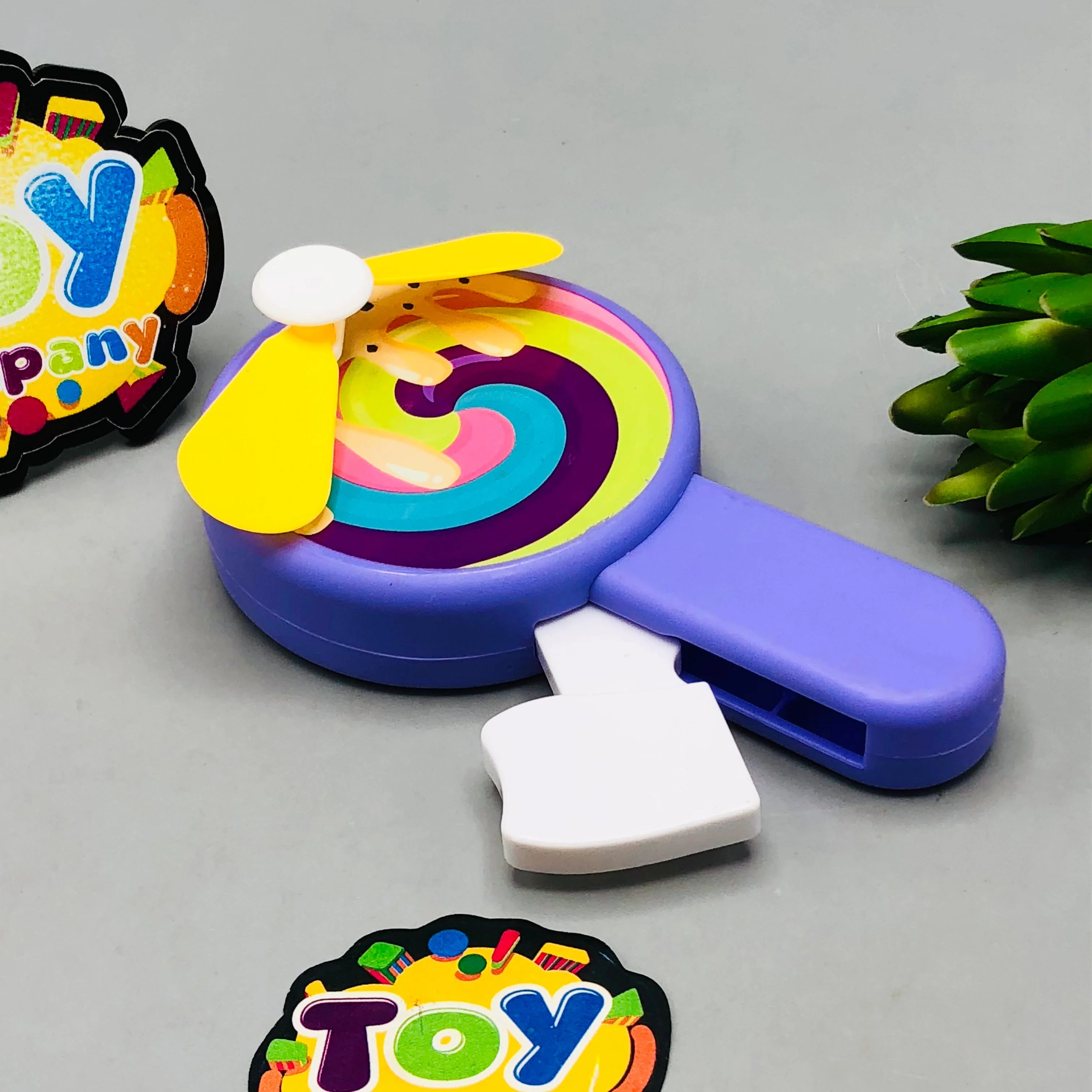 Kids Cute Mini Lollipop Hand Press Fan - 1Pc - Image 7