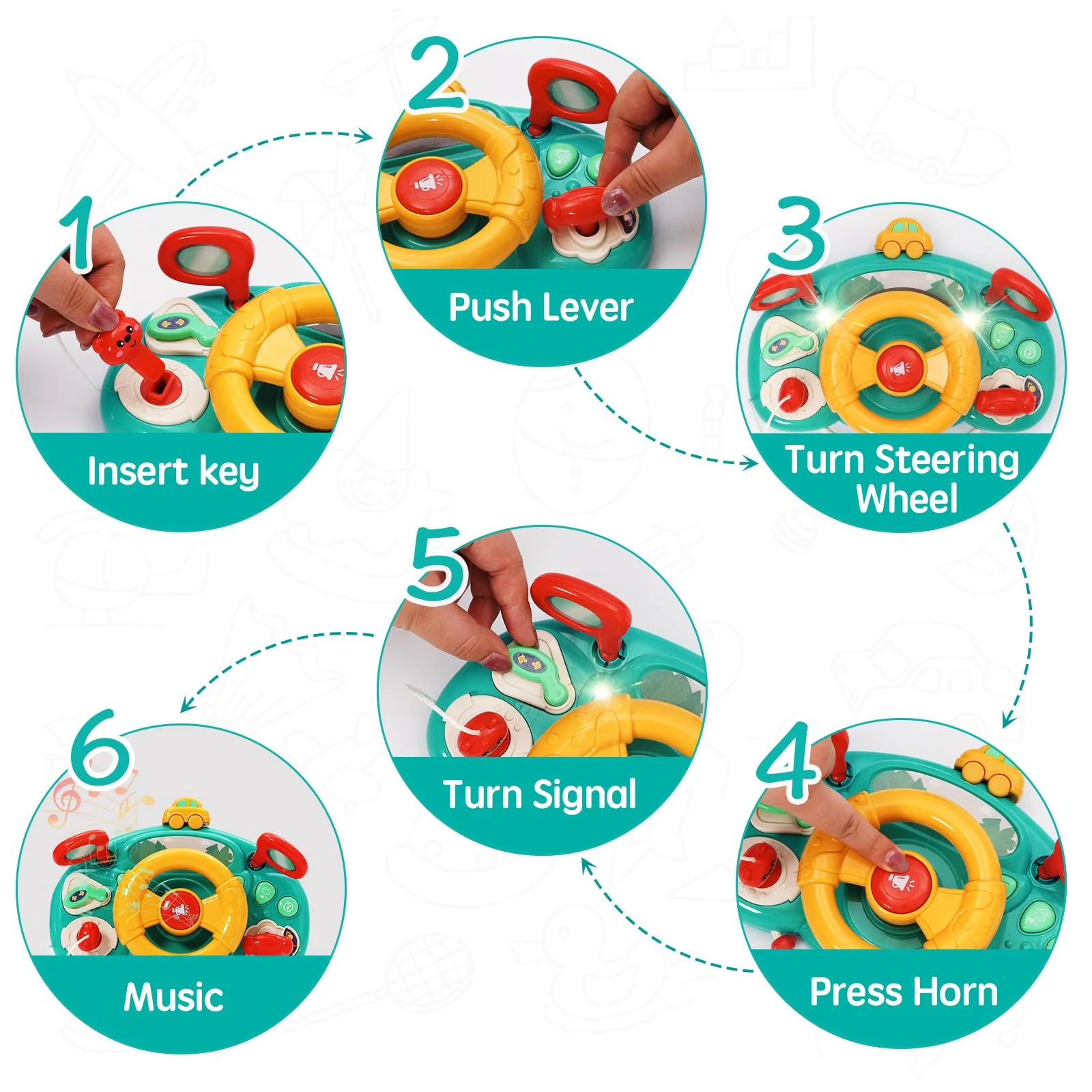 Kids Musical Driving Steering Wheel - Image 3