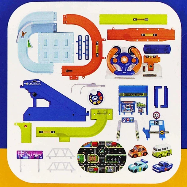 Kids Rail Train & Car Adventure Track Set With 6Pcs Cars - Image 5