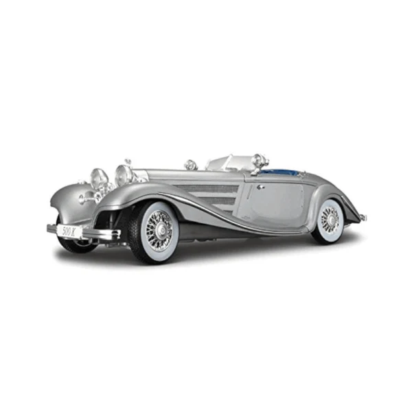 Maisto 1:18 Mercedes Benz 500K Typ Specialroadster 1936 - Silver - Image 4
