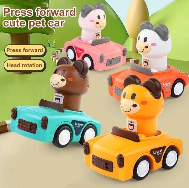 Mini Inertial Press & Go Animal Vintage Car - 1Pc - Image 5