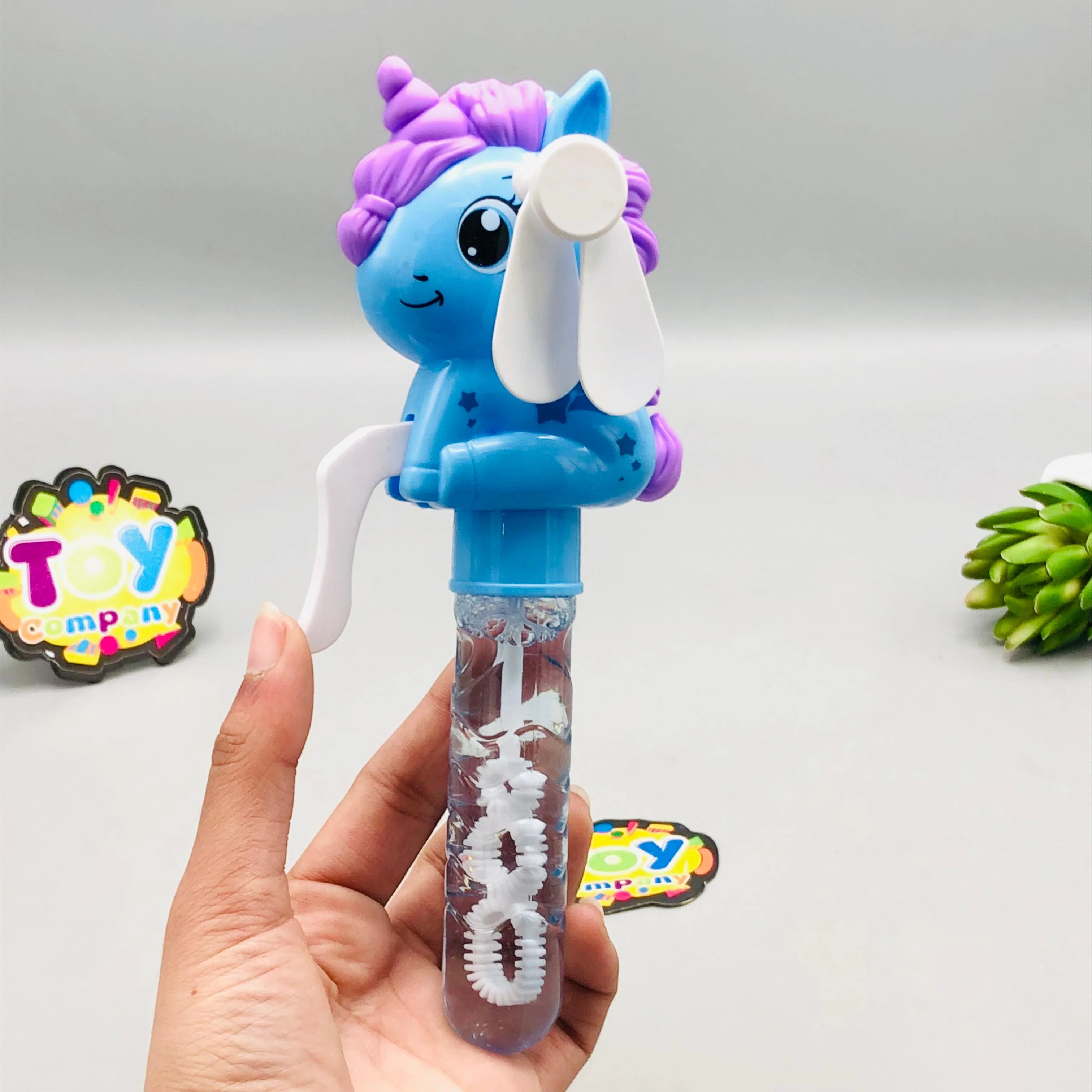 Mini Unicorn Hand Press Fan & Bubble Stick - 1Pc
