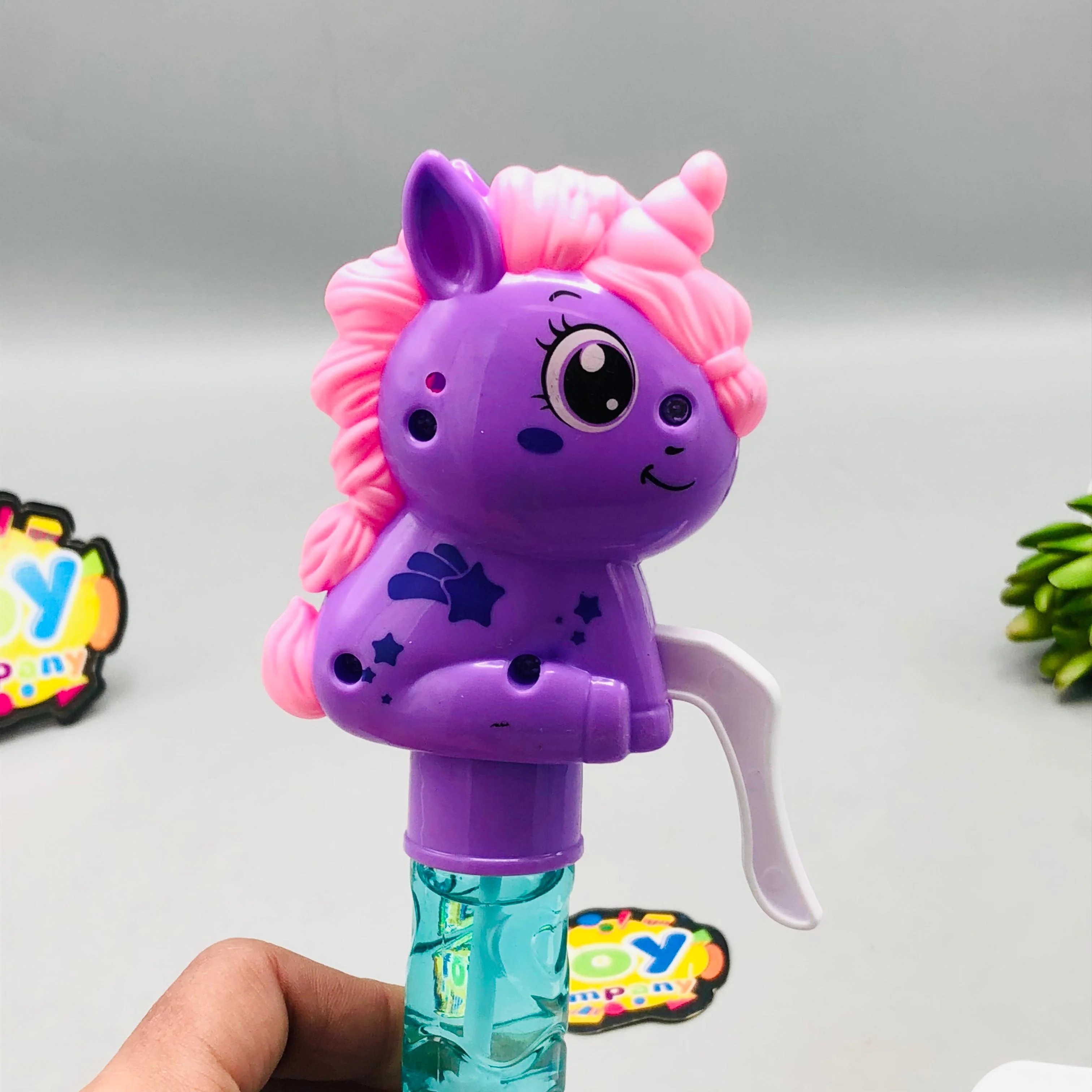 Mini Unicorn Hand Press Fan & Bubble Stick - 1Pc - Image 4