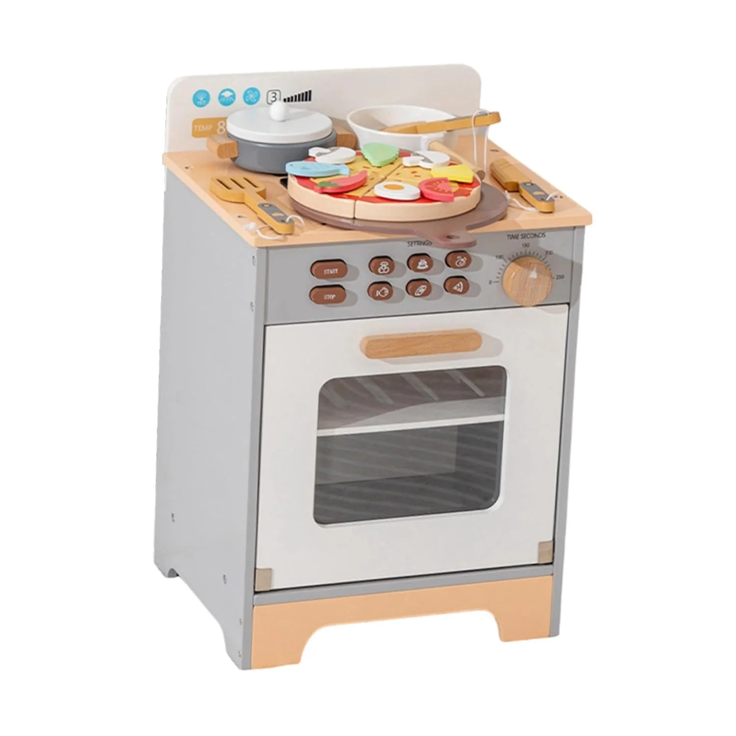 Mini Wooden Pretend Cooking & Baking Kitchen Set - Image 4