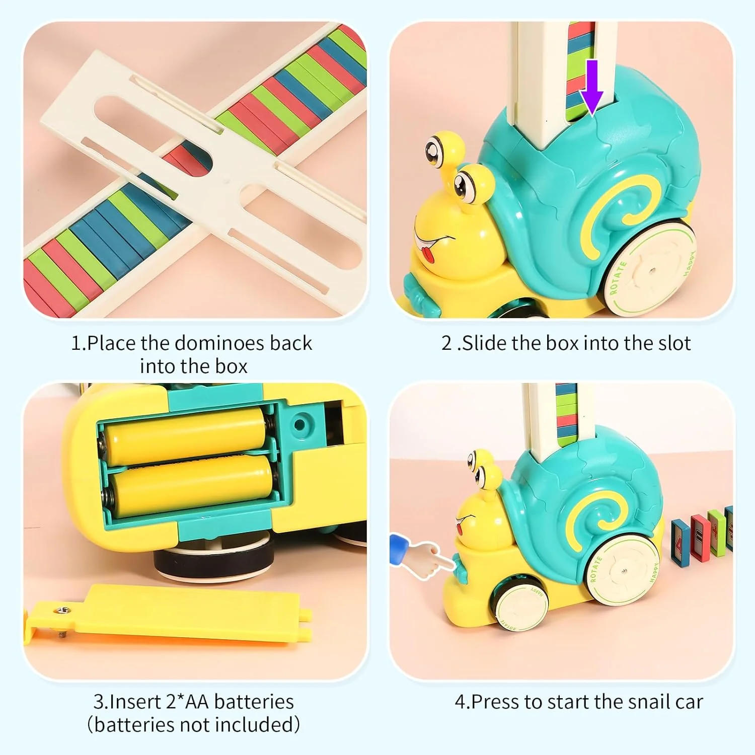 Montessori Electric Snail Domino Train - Image 2
