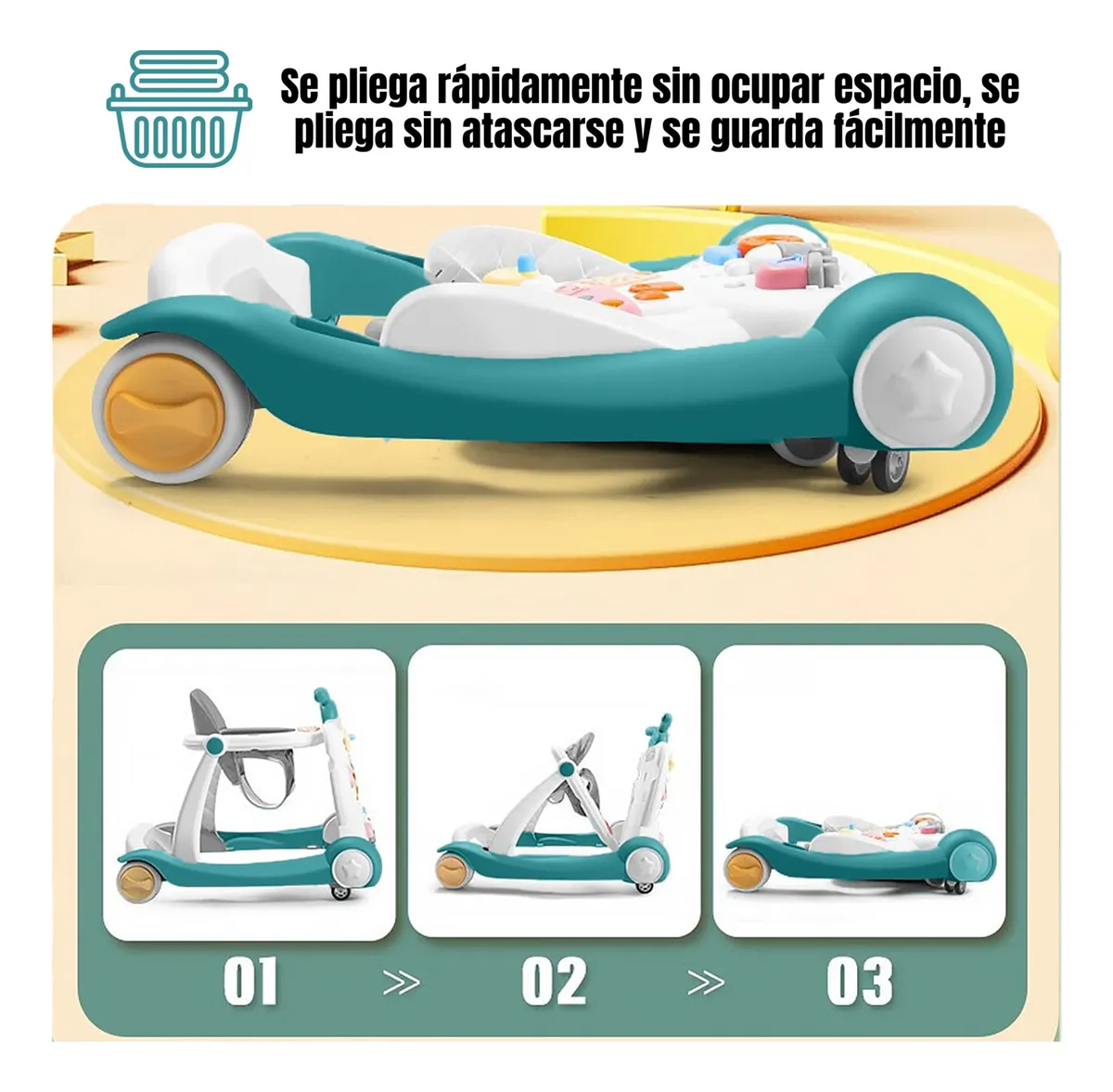 Multi-functional Baby Activity & Musical Walker - Green - Image 4