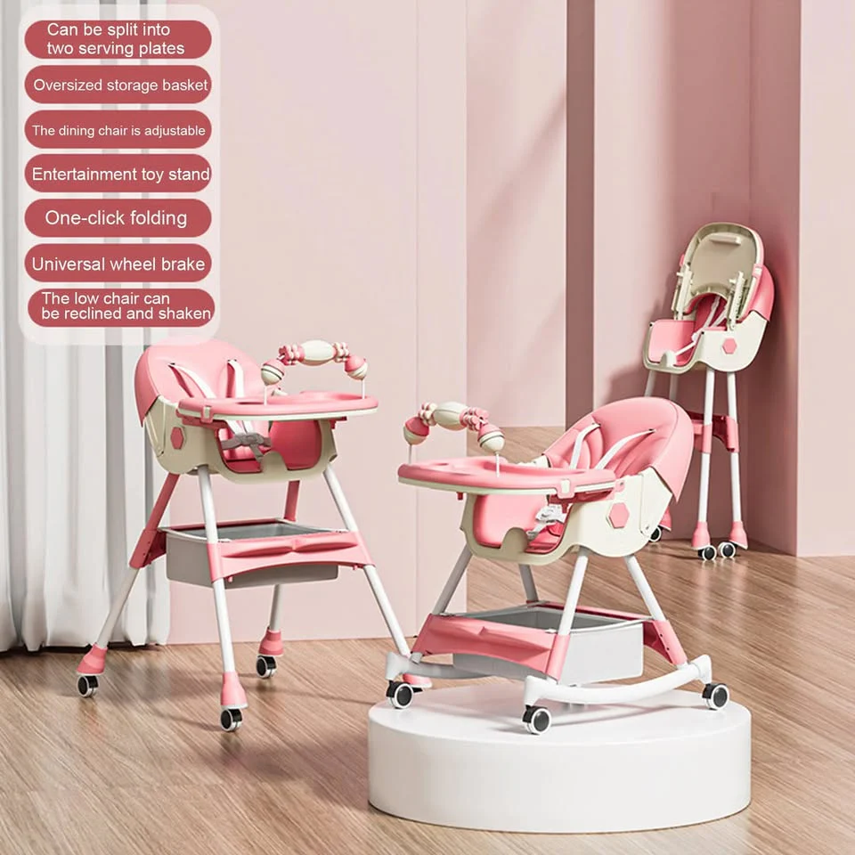 Multi-functional Baby High Swing Dining Chair - Pink - Image 5