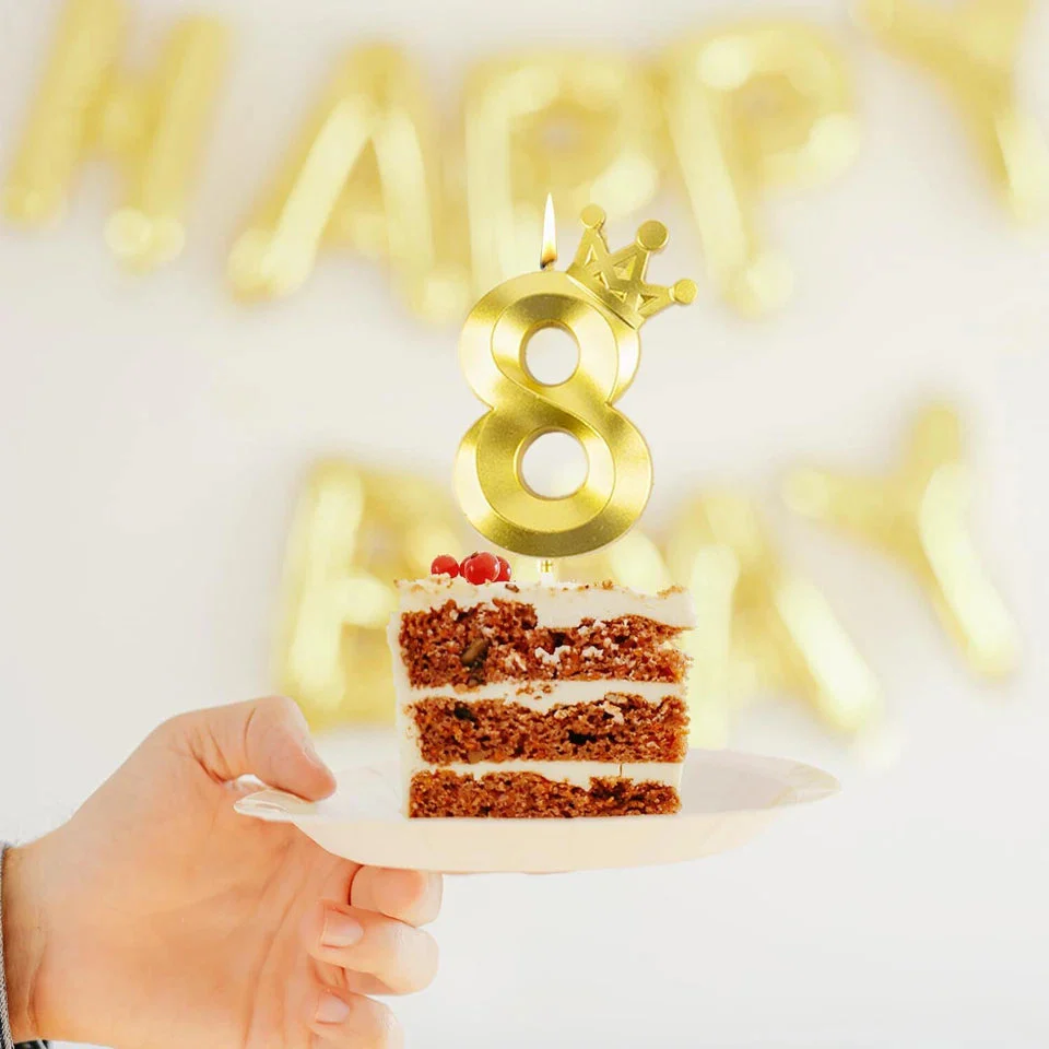 Number 8 Crown Designed Birthday Candle - Image 3