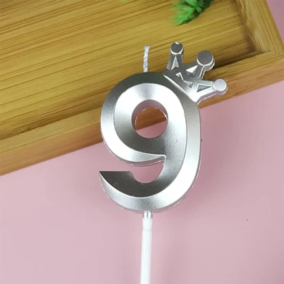Number 9 Crown Designed Birthday Candle - Image 2