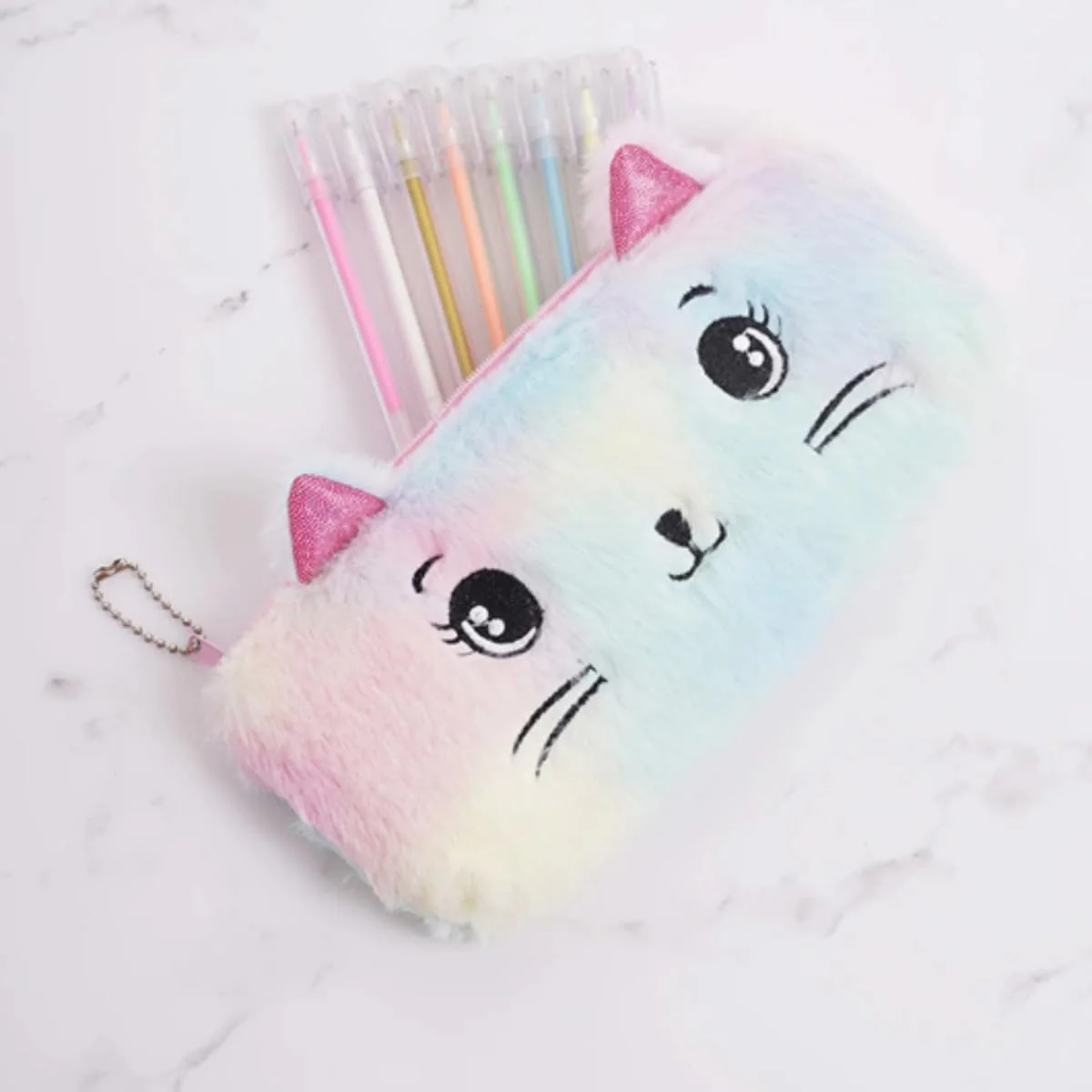 Plush Kitty Fur Pencil Pouch - 1Pc - Image 2