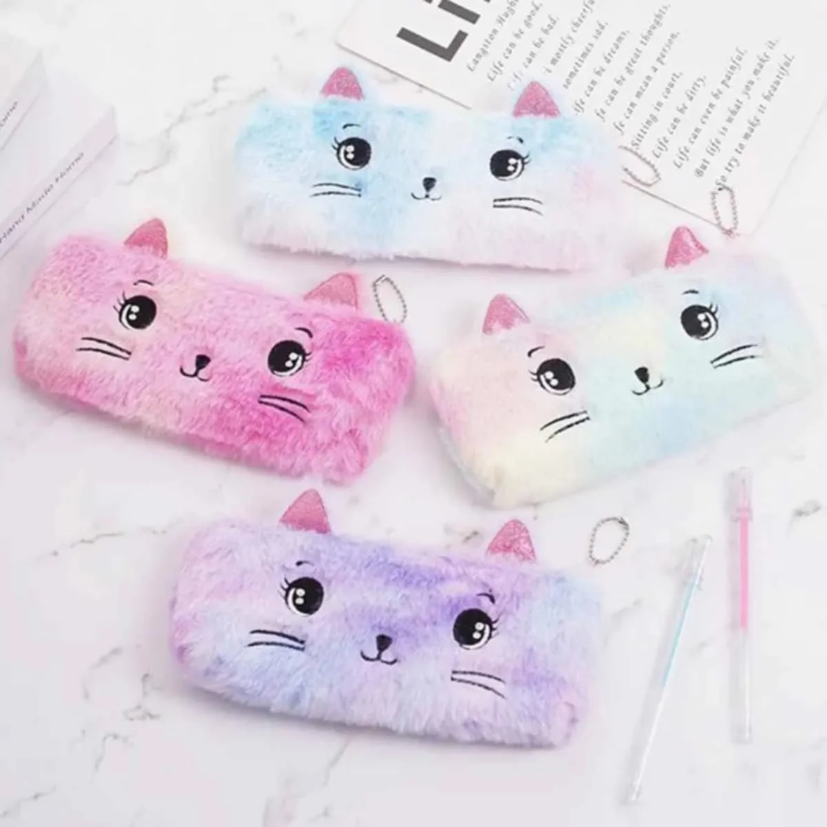 Plush Kitty Fur Pencil Pouch - 1Pc - Image 6