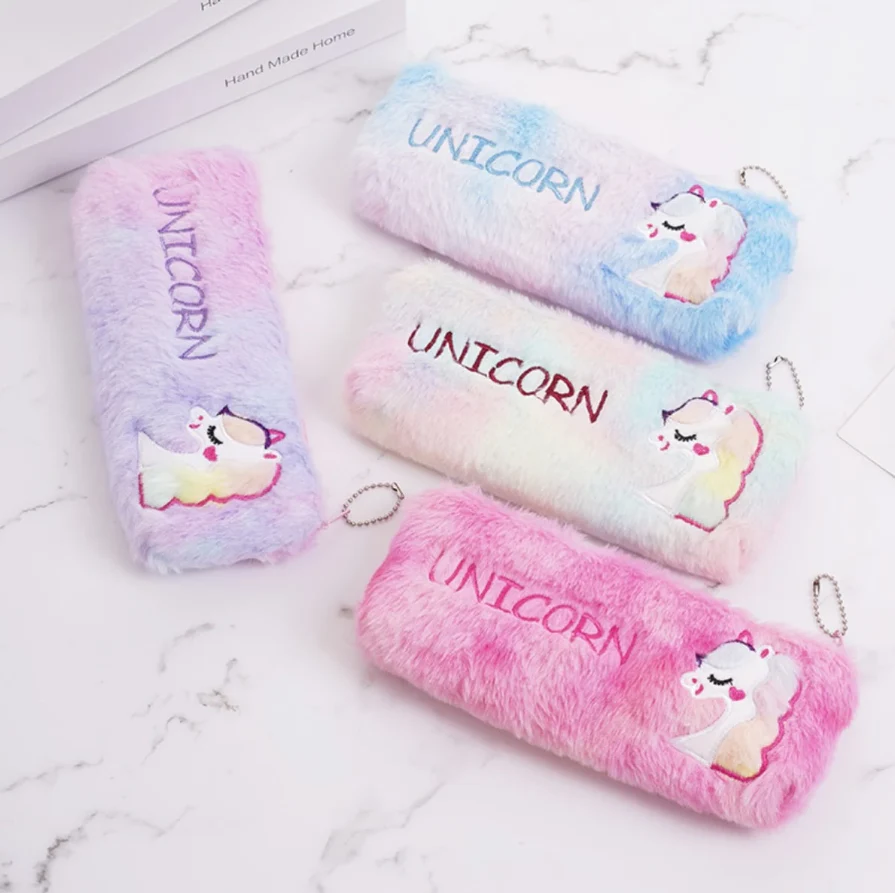 Plush Unicorn Fur Pencil Pouch - 1Pc - Image 4