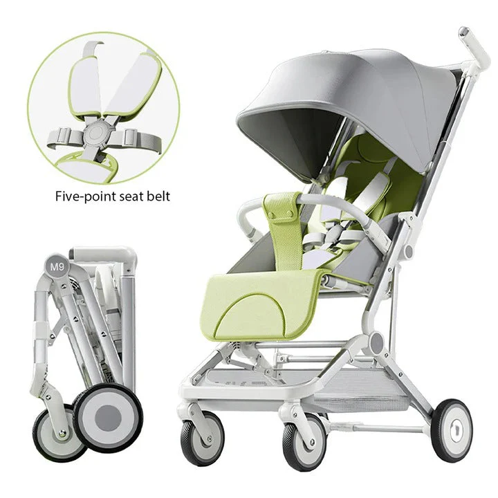 Premium Foldable M9 Baby Stroller Pocket Cart - Gray - Image 5