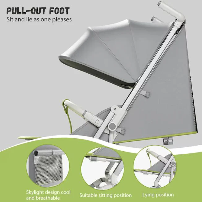 Premium Foldable M9 Baby Stroller Pocket Cart - Gray - Image 8