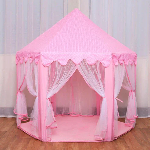 Princess Castle Play Tent House With Fairy Lights - Pink - Image 11