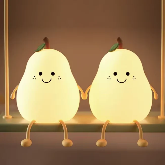 Rechargeable & Touchable Cute Pear Shape Silicon Table Lamp - Image 3